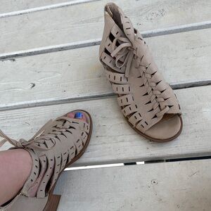 Women's Beige Cutout Sandals